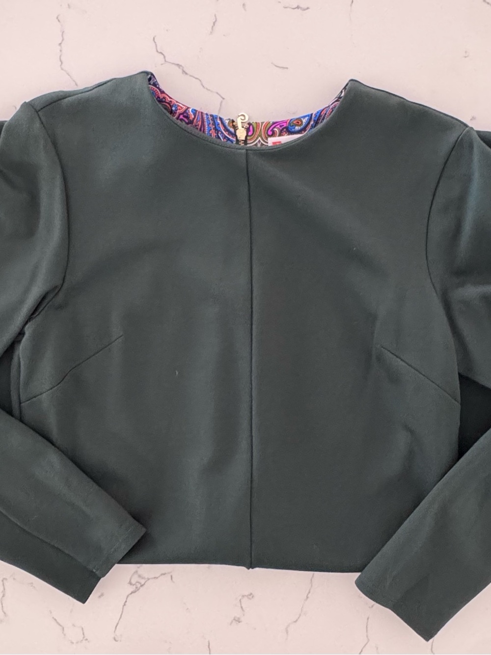 Jude Connally Deep Green Long Sleeve Shift Dress Women’s Size S Made in USA - Picture 3 of 7